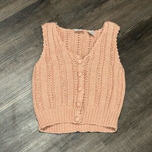 Moda Dusty Peach Crochet Knit Crop Vest